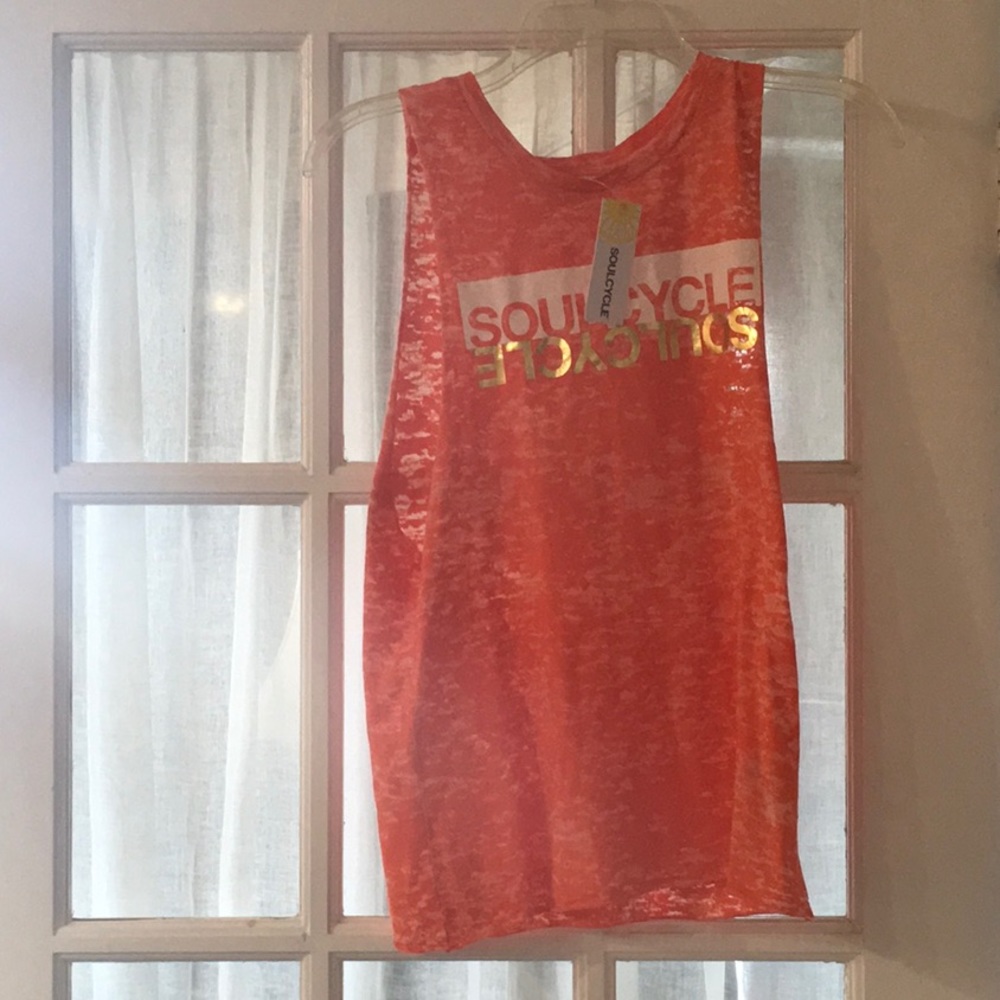 SOUL CYLCE orange tank w gold details SMALL * NWT